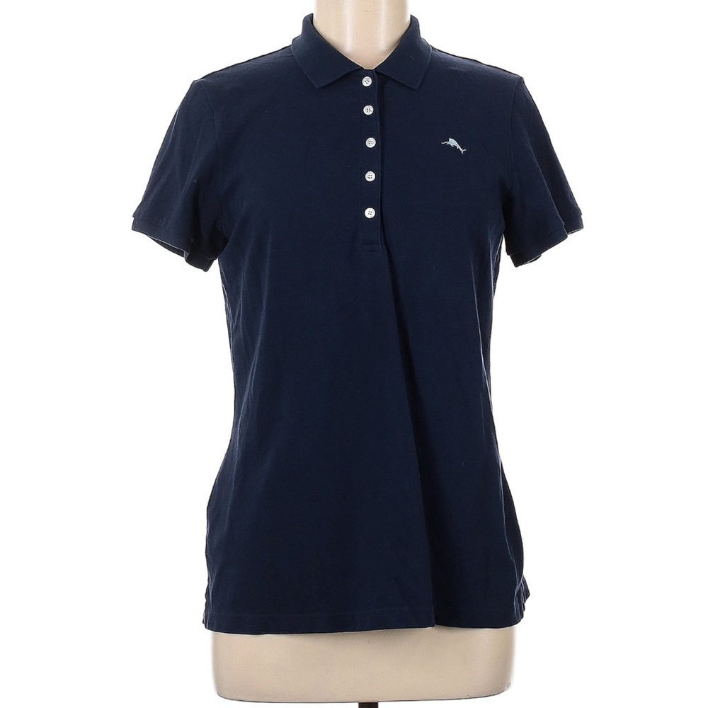Tommy Bahama Blue Fitted Polo Top with Short Sleeves